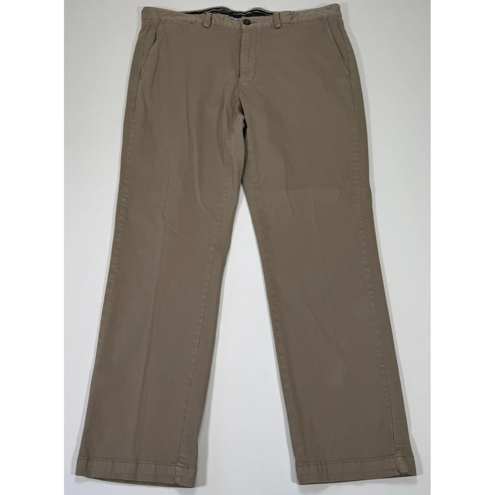 Johnston & Murphy Chino Pants Mens 36x30 Tan Stretch Flat Front‎ Khaki Casual